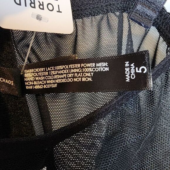 5X 28W Torrid Black Bodysuit Flames Embroidered Underwire Sheer Lingerie Pinup - Picture 6 of 10